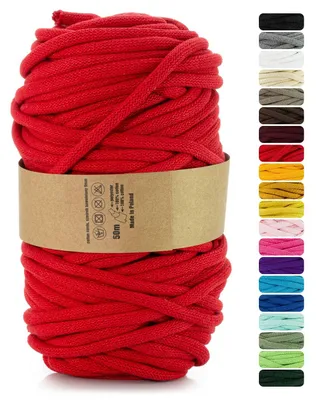 Immagine prodotto di Filo per macramè - Cotone con anima in poliestere - Rosso, 9 mm, 50 metri
