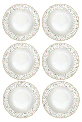 Produktbild von 6er Set Suppenteller SPRING BLOOM mit Blumen D. 21,5cm weiß bunt Easy Life