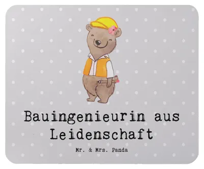 Produktbild von Mr. & Mrs. Panda Mousepad Bauingenieurin Leidenschaft - Grau Pastell - Geschenk, Baustelle, Mouse Pad, Lustig, Beruf, laptop, Spruch, Studium, mousematte, Mauspad