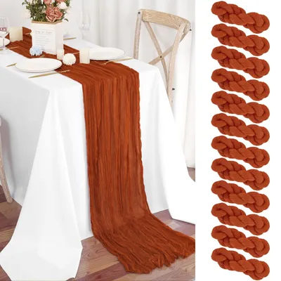Produktbild von 12 Stück Terracotta Tischläufer 55 x 300 cm - Boho Cheesecloth für Hochzeiten und Feiern