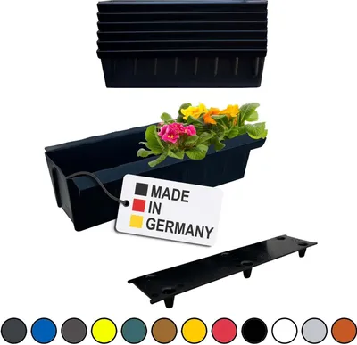 Produktbild von BURI 6 Euro-Paletten Blumenkästen-Einsätze inkl. Bewässerungsmatte | mit Hängesystem zum Einhängen | 37,3cm Schwarz | Pflanzkasten für Europalette Palette | Balkonkasten | Blumentopf | extrem stabil