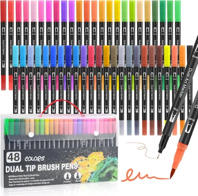 Produktbild von Filzstifte Dual Brush Set, 48 Farben, dick und dünn, für Erwachsene und Kinder