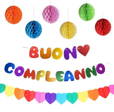 Immagine prodotto di Ghirlanda di compleanno, striscione "Buon Compleanno", festoni colorati
