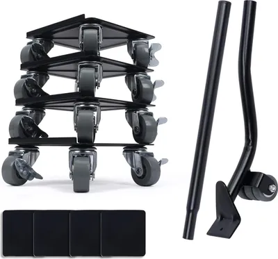 Produktbild von Set von 4 Möbelrollen Transportrollenset 4 x 360 Grad Drehrollen mit Bremse Möbelrollen mit Bremse Tragfähigkeit 1300 kg Möbelrolle mit 1 Lastlift Möbeltransporthilfe Schwer