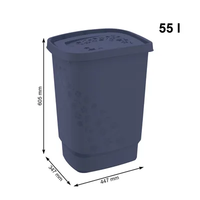 Produktbild von Wäschesammler 55 l FLOWERS, Farbe:Iris dunkelblau ged.