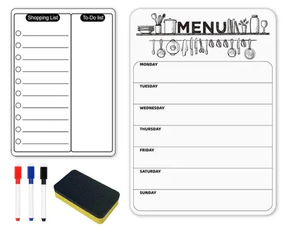 Immagine prodotto di Omgoods - Calendario settimanale magnetico A4 e A5 per frigorifero - Lavagna con pennarello e cancellino