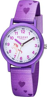 Produktbild von Regent Kinder Armbanduhr F-1365 Herzen lila
