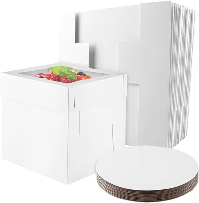 Produktbild von Tortenbutler 10 Stück Kuchenboxen, Kuchenbox, weiß, 30 x 30 x 30 cm, Tortenbox, Kuchentransportbox, Tortentransportbox, Tortentransportbox, Kuchenbox,