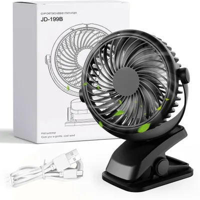 Produktbild von Mini Tisch Lüfter Leise Ventilator Clip Tischventilator mit Akku Leise USB Fan