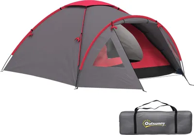 Immagine prodotto di Outsunny tenda da campeggio per 2 persone leggera, stabile impermeabile UV 50+ tenda a cupola con finestra porta baldacchino, tenda famiglia groundsheet