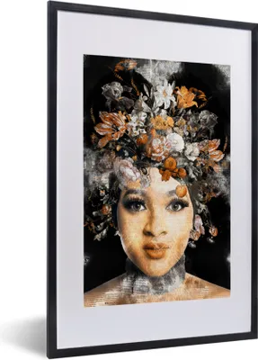 Produktbild von MuchoWow® MuchoWow® Gerahmtes Poster Zeitungen - Frauen - Blumen 40x60 cm - Poster mit zchwarzem Bilderrahmen - Poster in Rahmen