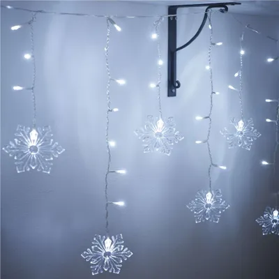 LED vánoční závěs – vločky, 135x50 cm, vnitřní, studená bílá
