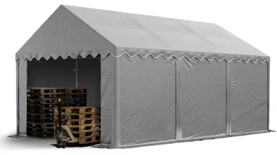Immagine prodotto di TOOLPORT Tendone deposito 4x6 m PVC 750 N tenda capannone grigio telaio perimetrale e rinforzo del tetto