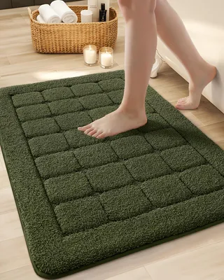 Immagine prodotto di Tappetino da bagno antiscivolo e lavabile, dimensioni 61 x 92 cm, colore verde
