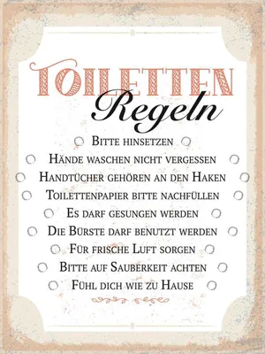 Produktbild von vianmo Holzschild 40x30 cm Toiletten Regeln bitte hinsetzen Warnschild Hinweisschild