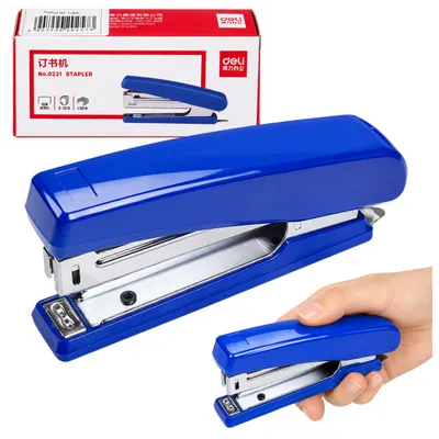 Image de Agrafeuse de bureau en plastique bleu jusqu'à 20 feuilles 24/6 agrafes