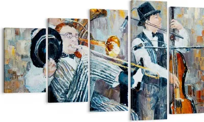 Produktbild von Bild auf Leinwand - Leinwandbild - Jazz Musik Musiker - 100x60cm - Wand Bild - Wanddeko - Leinwanddruck - Bilder - Kunstdruck - Wanddekoration - Leinwand bilder - Wandkunst - EG100x60-3422