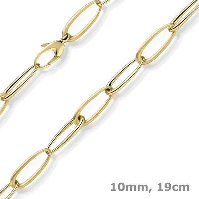 10mm-Armband-aus-585-Gelbgold-matt-glänzned-19cm