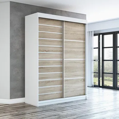 Produktbild von Schwebetürenschrank, 2-türig Schrank! Moderne Garderobe für Kleidung. Verschiedene Farben (Weiß, Schwarz, Somona) Kleiderschrank COLIN 160 cm