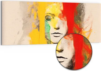 Produktbild von DEQORI Hybrid Leinwand Bild 125x50 cm 'Farben des Gesichts ' Wandbild Glas flach modern