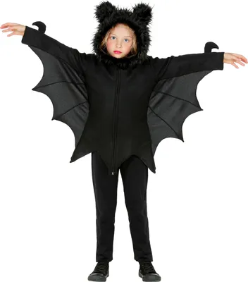 Produktbild von Kinder Fledermaus Kostüm – Gr. 104–140 cm – Umhang mit Kapuze 140 cm - 8-10 Jahre
