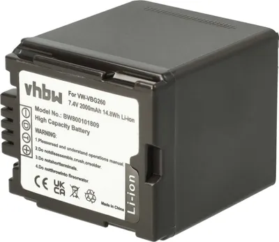 Produktbild von vhbw Akku Ersatz für Panasonic VW-VBG260 für Videokamera Camcorder (2000 mAh, 7,2 V, Li-Ion) + Infochip