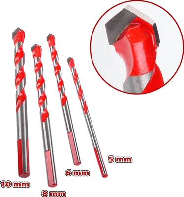 Obrázek produktu pro Sada 4 vrtáků do skla, dlaždic, zrcadel a kovu (5, 6, 8, 10 mm )