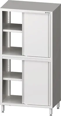 Produktbild von Durchreiche-Hochschrank mit Schiebetüren, 1200x700x2000 mm, mit zwei Schrankräumen, verschweißt