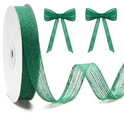 Image de Ruban de jute - Fin - Pour la décoration et les travaux manuels - 2 cm x 18 m - Vert
