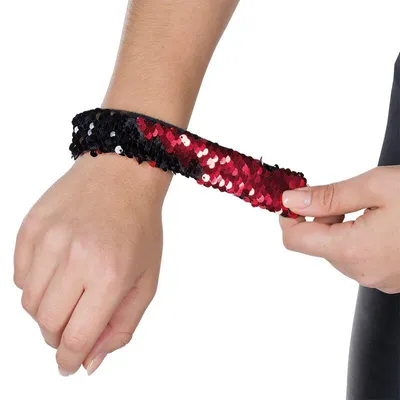 Produktbild von Klackarmband Wendepailletten rot schwarz Karneval Kostüm Zubehör