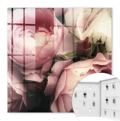 Produktbild von Metall Schlüsselkasten 30 x 30 cm - weißer Schlüsselschrank zur Wandmontage - wandhängende Schlüsselbox mit Tür - rechts öffnend - Schlüsselaufbewahrung für Flur - Büro - Arbeitszimmer - Werkstatt - Garage - Rosenschönheit