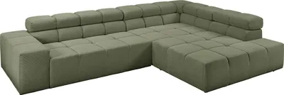 Produktbild von KAWOLA Sofa NEVADA Ecksofa Feincord olivgrün Recamiere rechts