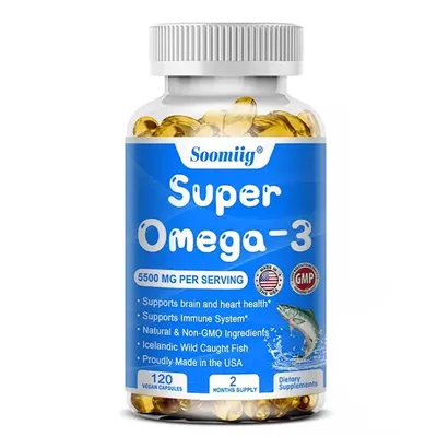 Obrázek produktu pro Omega 3 Fish Oil 5500 mg (120 kapslí) doplněk stravy, mozek, paměť, srdce, imunitní systém, oči, kognitivní funkce