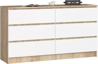 Produktbild von AKORD Furniture Factory OP0LK-1DABBIA002, Weiß, Eiche, 6 Schublade(n), Matt, 16 mm, 60 cm, 400 mm
