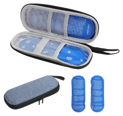 Productafbeelding van Koeltas voor insuline met 2 koelaccu's, medicamententas, diabetes tas, mini, voor reizen, blauw