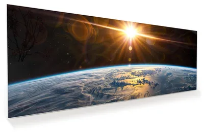 Produktbild von Glasbild 100x40cm in XXL für Wohnzimmer, Schlafzimmer Motiv Sonnenaufgang Erde