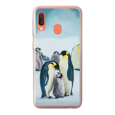 Produktbild von MuchoWow® Handyhülle Schutzhülle Hülle für Samsung Galaxy A20e Kaiserpinguin-Küken wird gefüttert Silikon Softcase Handy Hülle - Abdeckung