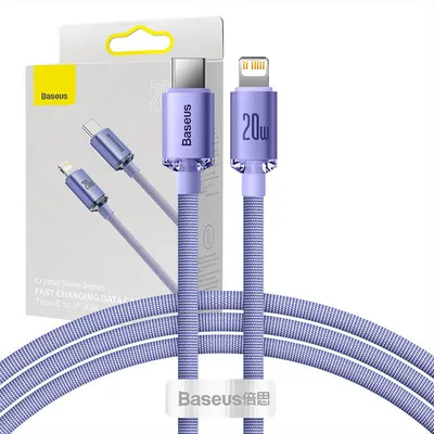 Obrázok produktu pre Baseus Crystal Shine, Purpurov, USB C, Lightning, 1,2 m, Samec, Samec