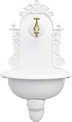Produktbild von Brunnen 72cm Wandbrunnen weiss Alu Waschbecken im Nostalgie Antik-Stil (c)