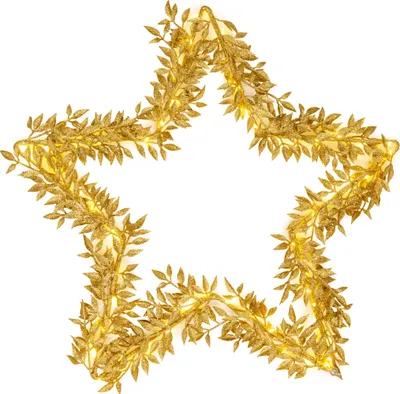 Produktbild von Näve Leuchten Deko-Stern Ø: 50cm gold Deko-Stern Ø: 50cm gold Deko-Stern Ø: 50cm gold, Weihnachtsdeko im Landhaus Stil, aus Metall und Kunststoff in gold, 50 cm hoch, Ø 50 cm, mit LED Platine – für Innenräume – Batteriebetrieb – Timerfunktion – Schiebeschalter