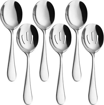 Produktbild von Famanu Servierlöffelset 6-teilig - 3 Servierlöffel, 22 cm, Edelstahl