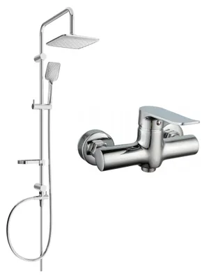 Image de Mexen Sven ensemble de douche en saillie avec pomme de douche et robinet de douche Pecos, chrome - 72740262-00