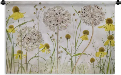 Produktbild von MuchoWow® Wandteppich Wandbehang Blumen - Stillleben - Ölfarbe 60x40 cm Tapisserie Dekoration Wandtuch - Wanddekorationen
