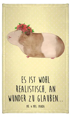 Produktbild von Mr. & Mrs. Panda Handtuch Meerschweinchen Weisheit - Gelb Pastell - Geschenk, Spruch, gäste wc, Mini-Handtuch, Lustige Sprüche, Wunder, Frotteehandtuch, Kleines