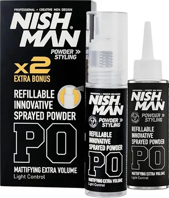 Obrázek produktu pro Nishman | Hair Styling Powder - pro muže - 20 g + 20 g - pro každodenní použití - bez zatížení vlasů