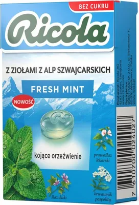Obrázek produktu pro Ricola bylinné bonbóny bez cukru Fresh Mint 27,5 g