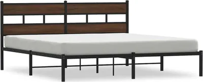 Produktbild von vidaXL Bettgestell ohne Matratze mit Kopfteil Braun Eiche 180x200 cm