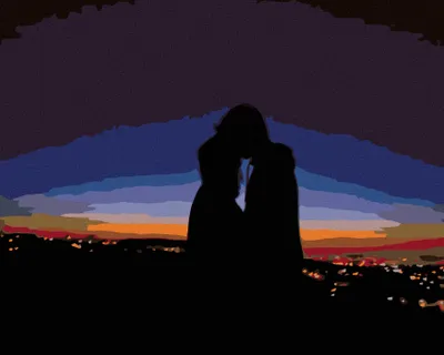 Immagine prodotto di Zuty - Dipingere con i numeri - AMANTI DI NOTTE SULLA CITTÀ, 40x50 cm, senza cornice e senza tela