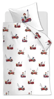 Produktbild von Beddinghouse x Fiep Amsterdam Bettwäsche Kraanwagen_Red_DE_UV_135x200 135 x 200 cm + 1x 80 x 80 cm 1 Bettbezug, 1 Kissenbezug