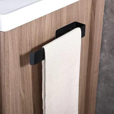 Image de Porte-serviettes mural en acier inoxydable, noir, 35 cm